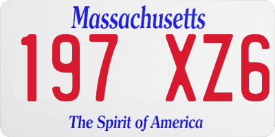MA license plate 197XZ6