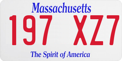 MA license plate 197XZ7