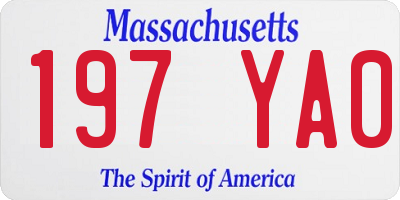 MA license plate 197YA0