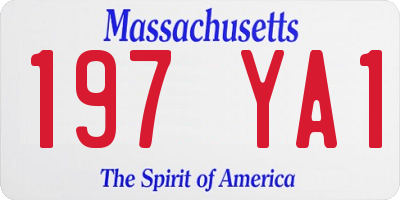 MA license plate 197YA1