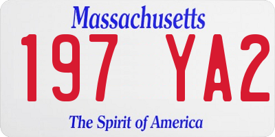 MA license plate 197YA2