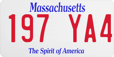 MA license plate 197YA4