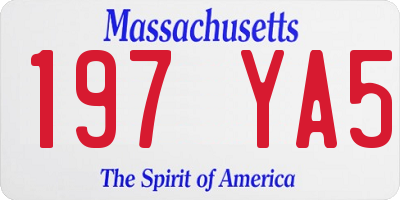 MA license plate 197YA5