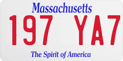 MA license plate 197YA7