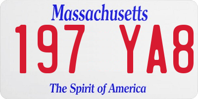 MA license plate 197YA8