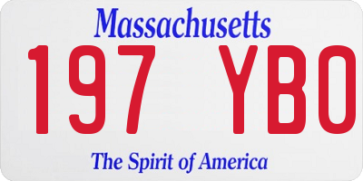 MA license plate 197YB0