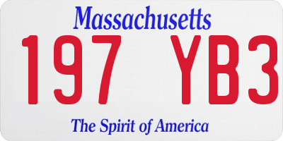 MA license plate 197YB3