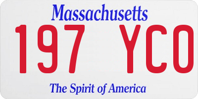 MA license plate 197YC0