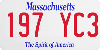 MA license plate 197YC3