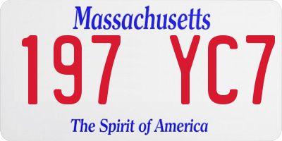 MA license plate 197YC7