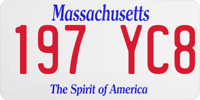 MA license plate 197YC8