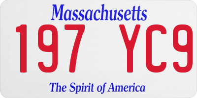 MA license plate 197YC9
