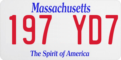MA license plate 197YD7