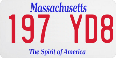 MA license plate 197YD8