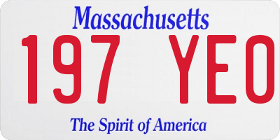 MA license plate 197YE0