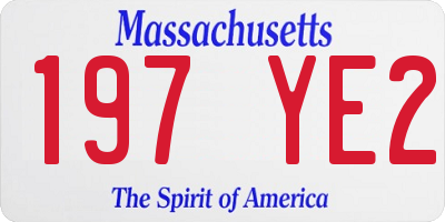 MA license plate 197YE2