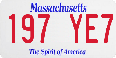 MA license plate 197YE7