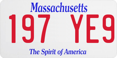 MA license plate 197YE9