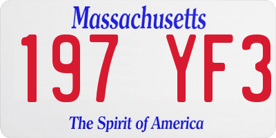 MA license plate 197YF3