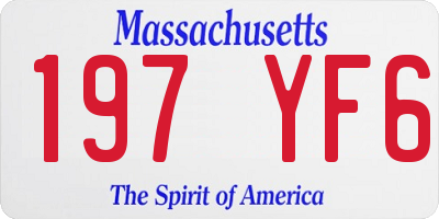MA license plate 197YF6