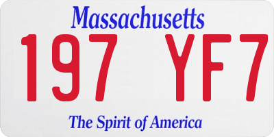 MA license plate 197YF7