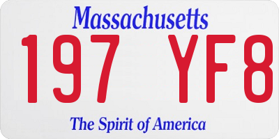 MA license plate 197YF8