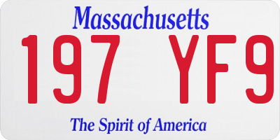 MA license plate 197YF9