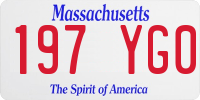 MA license plate 197YG0