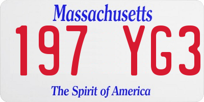 MA license plate 197YG3