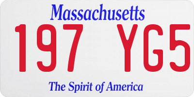 MA license plate 197YG5