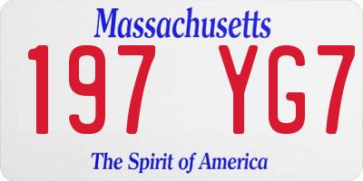 MA license plate 197YG7