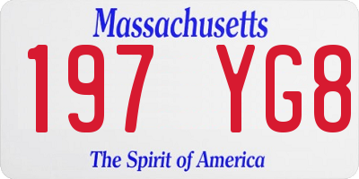 MA license plate 197YG8
