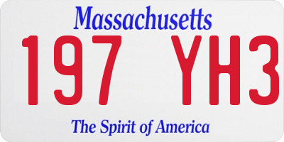 MA license plate 197YH3