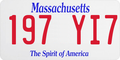 MA license plate 197YI7