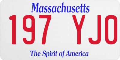 MA license plate 197YJ0