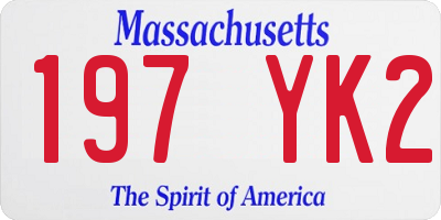 MA license plate 197YK2
