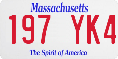 MA license plate 197YK4