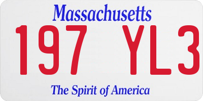 MA license plate 197YL3