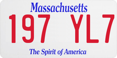 MA license plate 197YL7