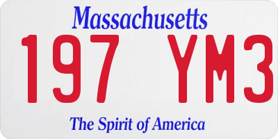 MA license plate 197YM3