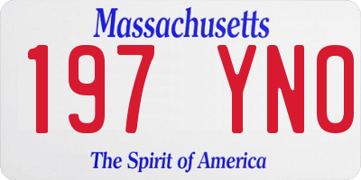 MA license plate 197YN0