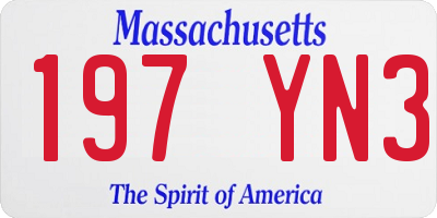 MA license plate 197YN3