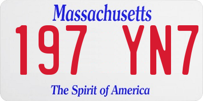 MA license plate 197YN7