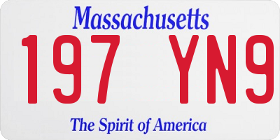 MA license plate 197YN9