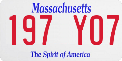 MA license plate 197YO7
