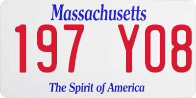 MA license plate 197YO8