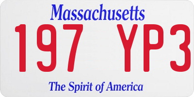 MA license plate 197YP3