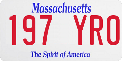 MA license plate 197YR0