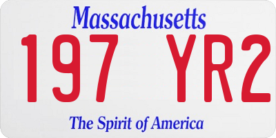 MA license plate 197YR2