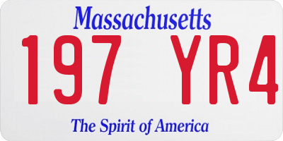 MA license plate 197YR4